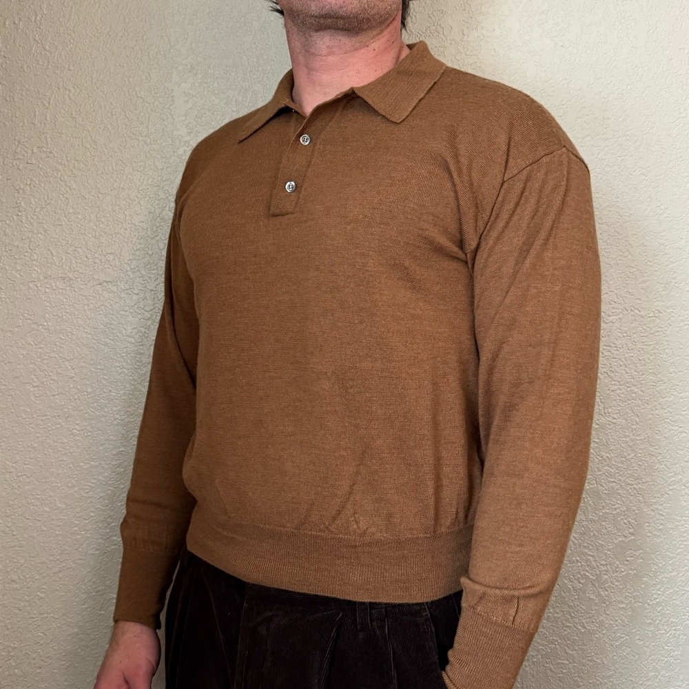 Jos A Bank Italian Vintage 90's Men's Large Quarter Button Sweater Pure New Wool